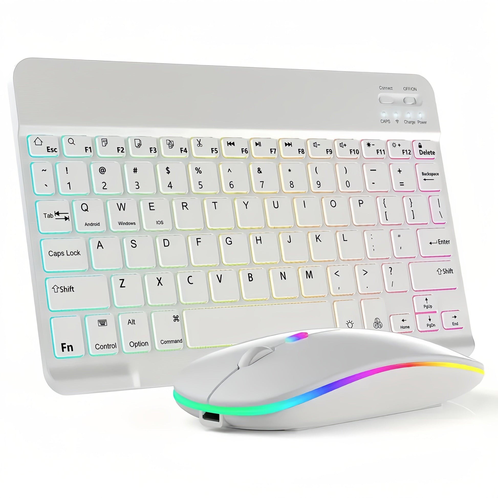 Set of 2 Ultra-Slim Wireless Backlit RGB Keyboard And Mouse, Featuring Dual Mode Connection with BT3.0 And 2.4G, Compatible with Multiple Systems, Ideal for Smartphones, Tablets, And Laptops, a Stylish Gift Option. - Buy online at  Vibe In Cart.