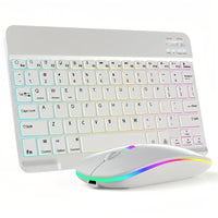 Set of 2 Ultra-Slim Wireless Backlit RGB Keyboard And Mouse, Featuring Dual Mode Connection with BT3.0 And 2.4G, Compatible with Multiple Systems, Ideal for Smartphones, Tablets, And Laptops, a Stylish Gift Option. - Buy online at  Vibe In Cart.
