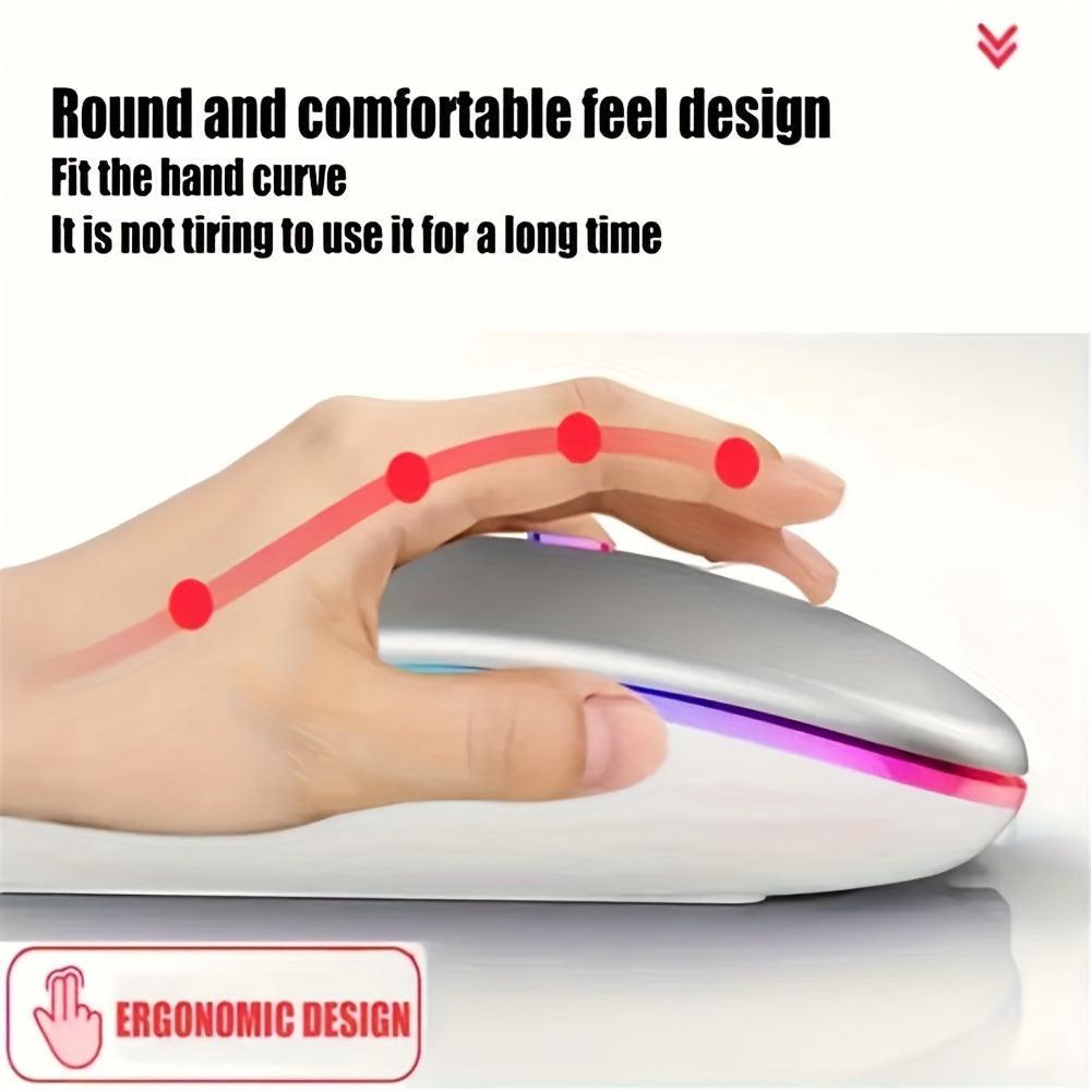 Rechargeable LED Backlit Wireless Mouse, Ultra-Thin 2.4G/5.2 Dual Mode Silent Portable USB Optical Gaming Mouse, Compatible with Laptop/Desktop/Tablet, Ambidextrous Design, 500mAh Battery, Type-C Charging, No Charger Included - Buy online at  Vibe In Cart.