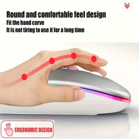 Rechargeable LED Backlit Wireless Mouse, Ultra-Thin 2.4G/5.2 Dual Mode Silent Portable USB Optical Gaming Mouse, Compatible with Laptop/Desktop/Tablet, Ambidextrous Design, 500mAh Battery, Type-C Charging, No Charger Included - Buy online at  Vibe In Cart.