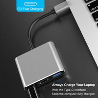 [3-in-1 USB C Hub] 3-in-1 USB C Hub | Thunderbolt 3 to HDTV 4K Output, USB 3.0 Port & 60W PD Charging, Compact Metal USB-C Adapter for MacBook Pro/Air, Galaxy S8/S9, Laptops - Buy online at  Vibe In Cart.