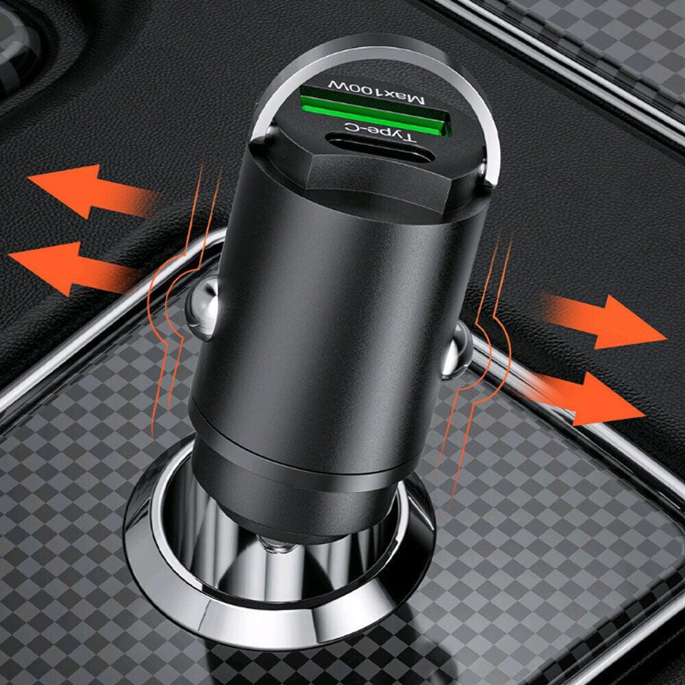 Dual-Port Mini USB Car Charger, Fast Charging, Metal Surface, Male to Female Connector, with Pull Ring Design, Suitable for Smartphones And Devices, Car Power Accessory, No Battery, Ideal for 11 Holiday Birthday Gifts. - Buy online at  Vibe In Cart.