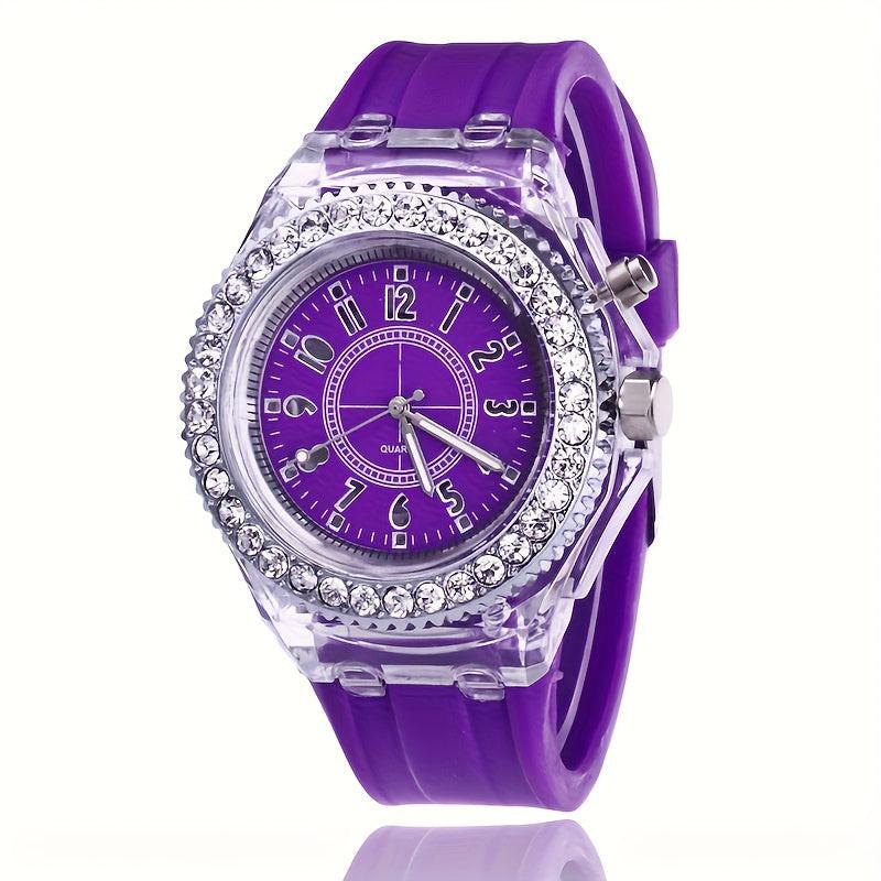 Bright Rhinestone LED Fashion Trendy Unisex Student Couple Jelly Quartz Watch - Buy online at  Vibe In Cart.