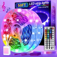 130/25/50/100ft 40/7.5/15/30m LED Strip Lights with App Control Remote, RGB LED 24V Dimmable Sync Color Changing Lights for Bedroom, Home Decor, Music Sync - Buy online at  Vibe In Cart.