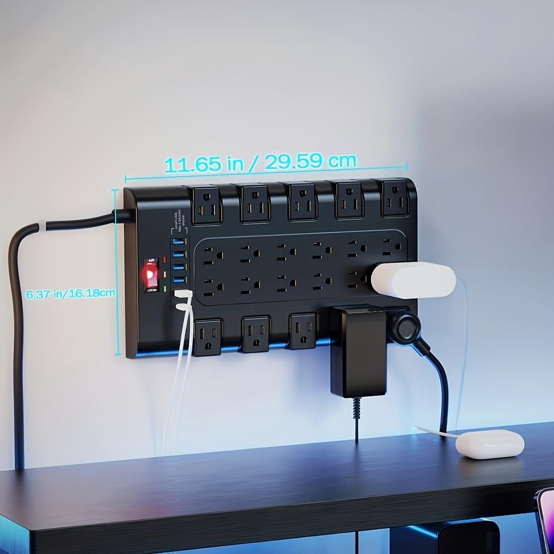 28-in-1 Surge Protector Power Strip with 22 Spacious AC Outlets(1875W/15A), 5/4 USB-A, 1/2 Type-C Ports, Control Switch, Overload Protection, Flat Plug Wall Mount, Space-Saving Extension Cord, Desk USB Charging Station for Ho - Buy online at  Vibe In Cart.