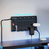 28-in-1 Surge Protector Power Strip with 22 Spacious AC Outlets(1875W/15A), 5/4 USB-A, 1/2 Type-C Ports, Control Switch, Overload Protection, Flat Plug Wall Mount, Space-Saving Extension Cord, Desk USB Charging Station for Ho - Buy online at  Vibe In Cart.