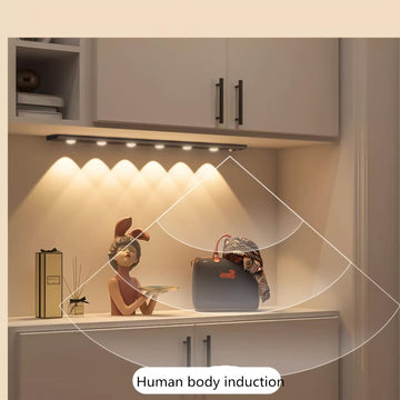 3 Color Dimmable Easy to Install USB Rechargeable Motion Sensor LED Strip Light - Wireless Plastic Lamp with Sunset Pattern for Kitchen, Wardrobe, Cabinet, Bedroom - Ceiling Mount, Lithium Battery Powered - Buy online at  Vibe In Cart.