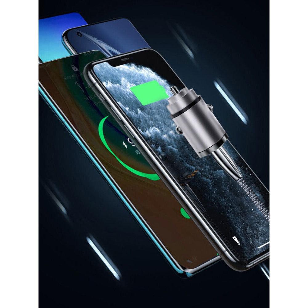 Dual-Port Mini USB Car Charger, Fast Charging, Metal Surface, Male to Female Connector, with Pull Ring Design, Suitable for Smartphones And Devices, Car Power Accessory, No Battery, Ideal for 11 Holiday Birthday Gifts. - Buy online at  Vibe In Cart.