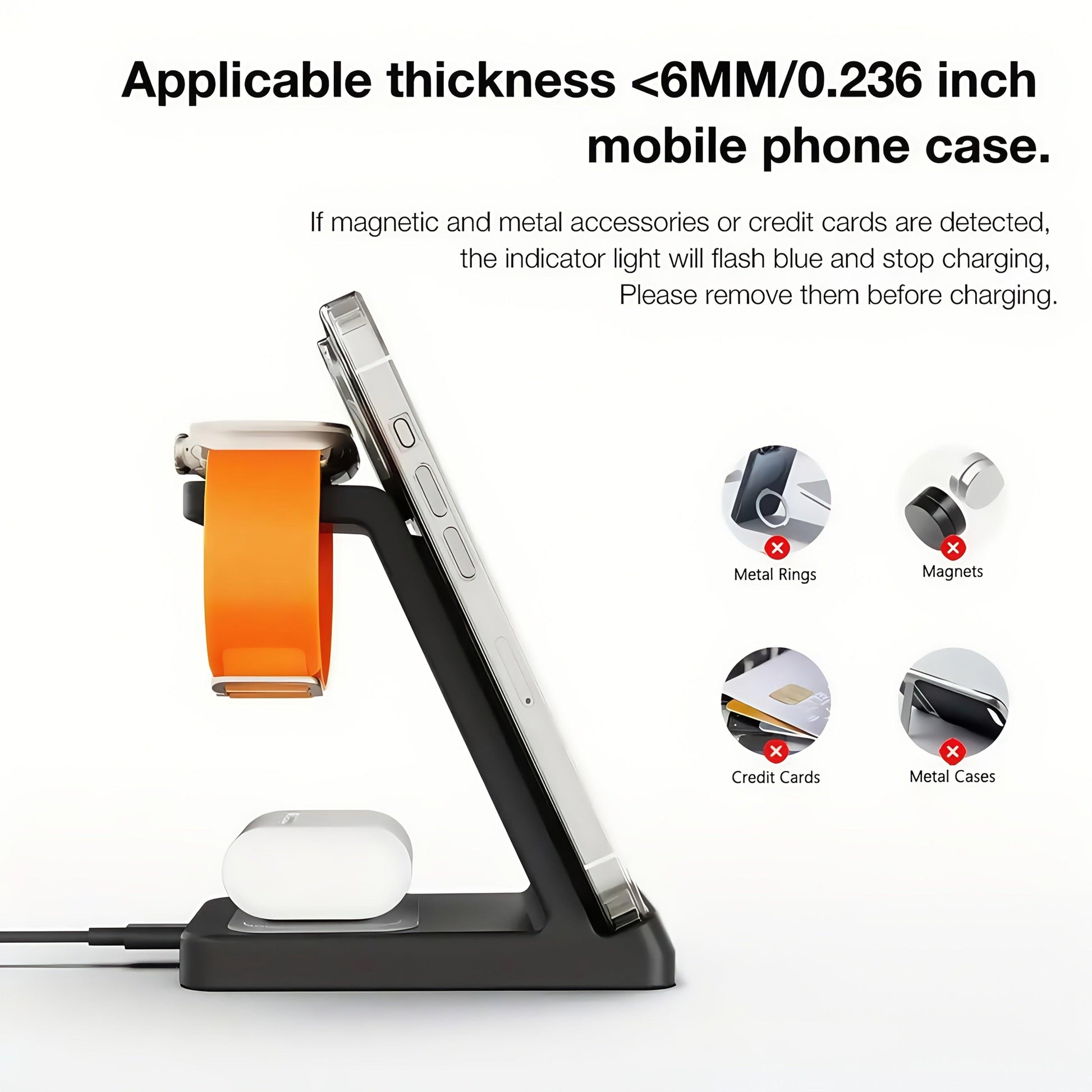 This Is a 3-In-1 Wireless Charging Station That Offers a 15W Fast Charging Capability. It Is Compatible with Iphone Models 16, 15, 14, 13, 12, 11, X, 8 Pro Max/Pro/Mini/Plus, As Well As The Iwatch Ultra 10/9/8, 7/6/5/4/3/2 SE - Buy online at  Vibe In Cart.