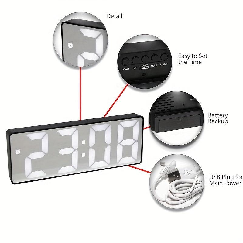 1pc Creative Mirror Digital Alarm Clock | LED Display, Temperature Time Date, USB Plug In, Silent, Portable, Ideal for Home Office Decoration, Perfect Gift for Christmas And Valentine'S Day - Buy online at  Vibe In Cart.