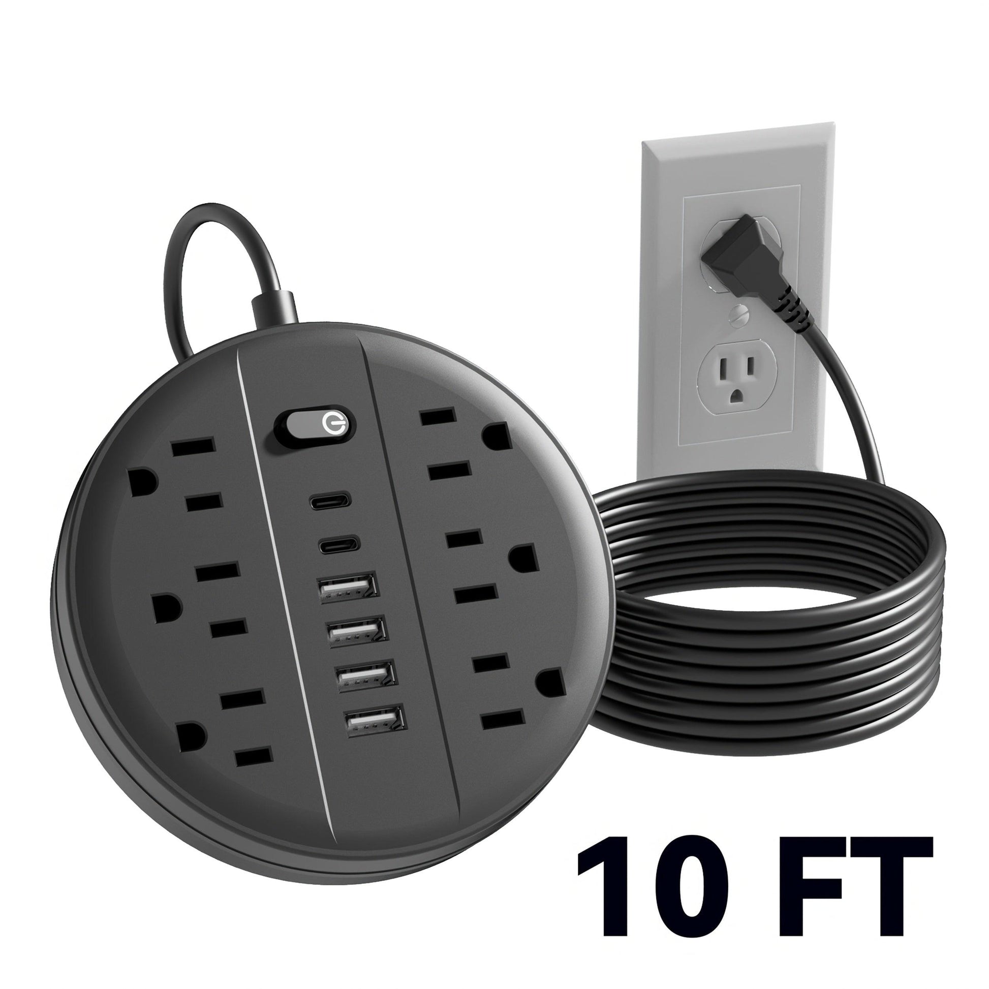 1pc 12-in-1 Multi-functional Power Socket With Surge Protector, 6 AC Outlets, 4 USB Outlets And 2 Type-c Ports. Wall-mountable Power Extension. Portable And Compact Design. Suitable For Home, Office And School. In White And B - Buy online at  Vibe In Cart.