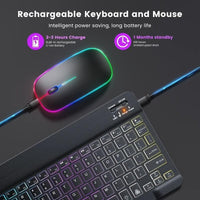 Set of 2 Ultra-Slim Wireless Backlit RGB Keyboard And Mouse, Featuring Dual Mode Connection with BT3.0 And 2.4G, Compatible with Multiple Systems, Ideal for Smartphones, Tablets, And Laptops, a Stylish Gift Option. - Buy online at  Vibe In Cart.