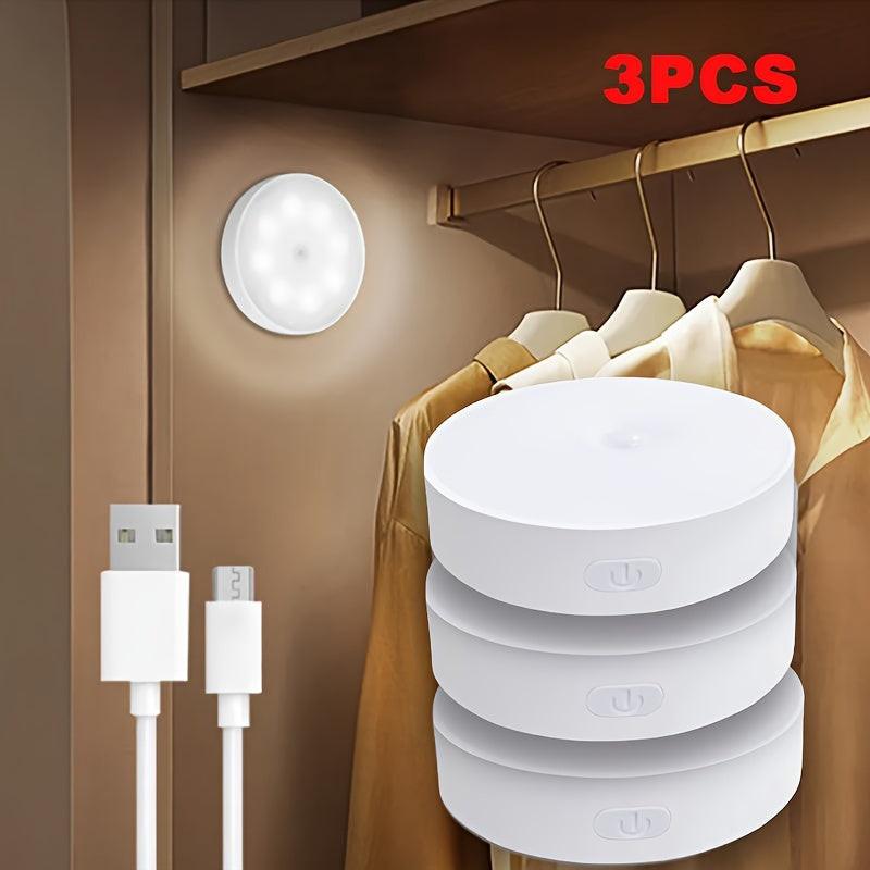 3pcs Motion Sensor Night Lights in Warm White/Cold White - Adjustable Brightness, Automatic On/Off, Ideal for Bedside, Stairs, Under Cabinets & Wardrobes, Night Light for Bedroom - Buy online at  Vibe In Cart.