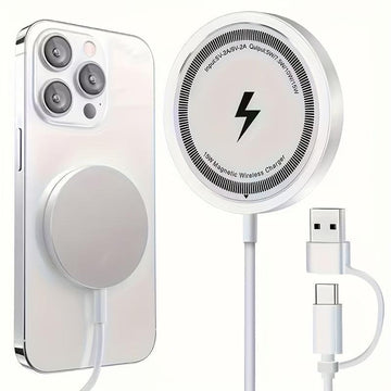 A Fast-charging Magnetic Wireless Charger 15W Charging Pad, Compatible with iPhone 16/15/14/13/12/11, Pro Max/Mini, 5W Samsung S24/S23/S23 Ultra/S22/S22+/S22 U, with Dual Input USB-C/A Ports, Compatible, with Smart Overcharge - Buy online at  Vibe In Cart.