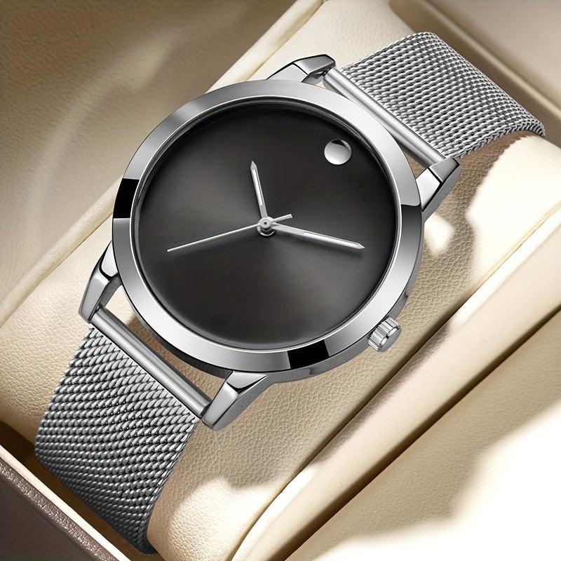 Men' Minimalist Stainless Steel with Analog - Quartz Movement Round Wristwatch Suitable for Casual Attire, Casual & Professional, & Low-Maintenance, Ideal Gift for Men - Buy online at  Vibe In Cart.