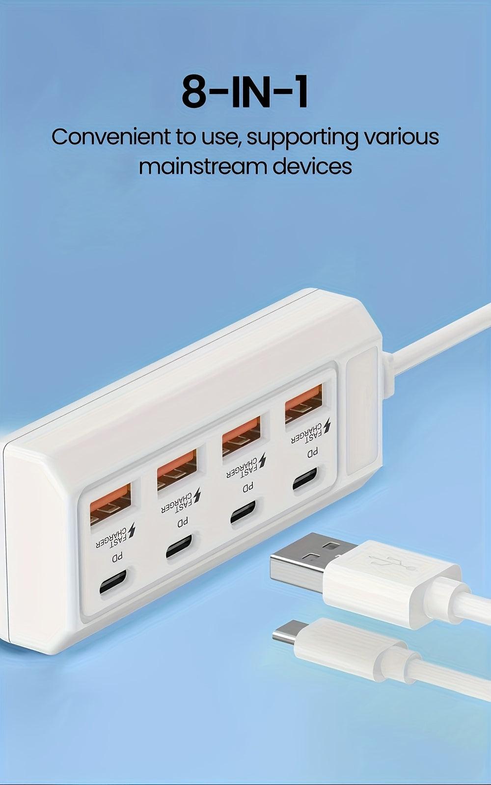 [25W 8-Port USB Charger] 25W 8-Port USB Wall Charger | Fast Charging Station with Smart Management - 4 USB-A + 4 PD Ports - Compatible for Smartphones, Tablets, Laptops, Power Banks & PD Devices - 2023 Upgraded Multi-Device C - Buy online at  Vibe In Cart.