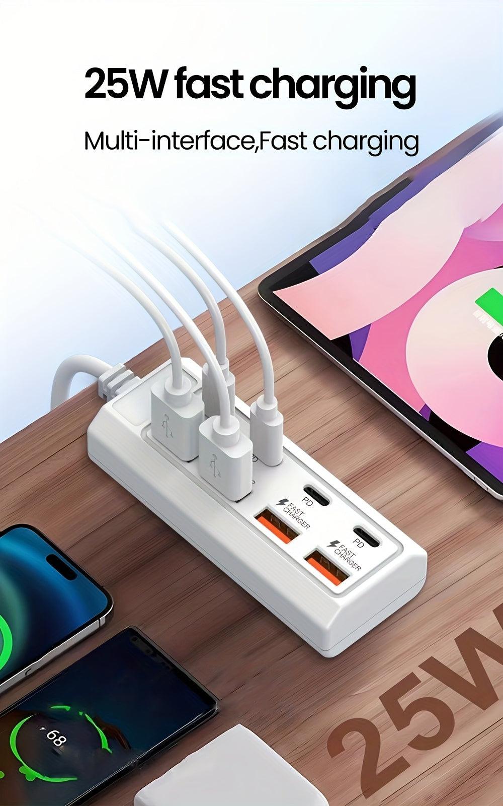 [25W 8-Port USB Charger] 25W 8-Port USB Wall Charger | Fast Charging Station with Smart Management - 4 USB-A + 4 PD Ports - Compatible for Smartphones, Tablets, Laptops, Power Banks & PD Devices - 2023 Upgraded Multi-Device C - Buy online at  Vibe In Cart.
