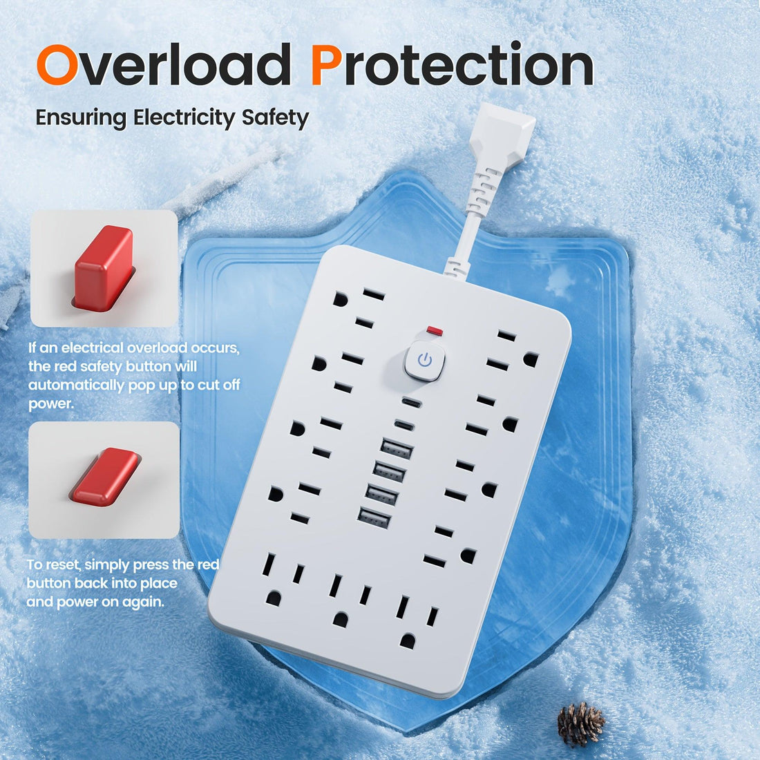1pc Multi-Functional Surge Protection Power Strip With USB Port - 11 AC Outlets With 4 USB-A Ports And 2 Type-C Ports And Short Cord/5 FT/10 FT Extension Cord - For Office, Study, Home, And School Use - Power Socket With Over - Buy online at  Vibe In Cart.