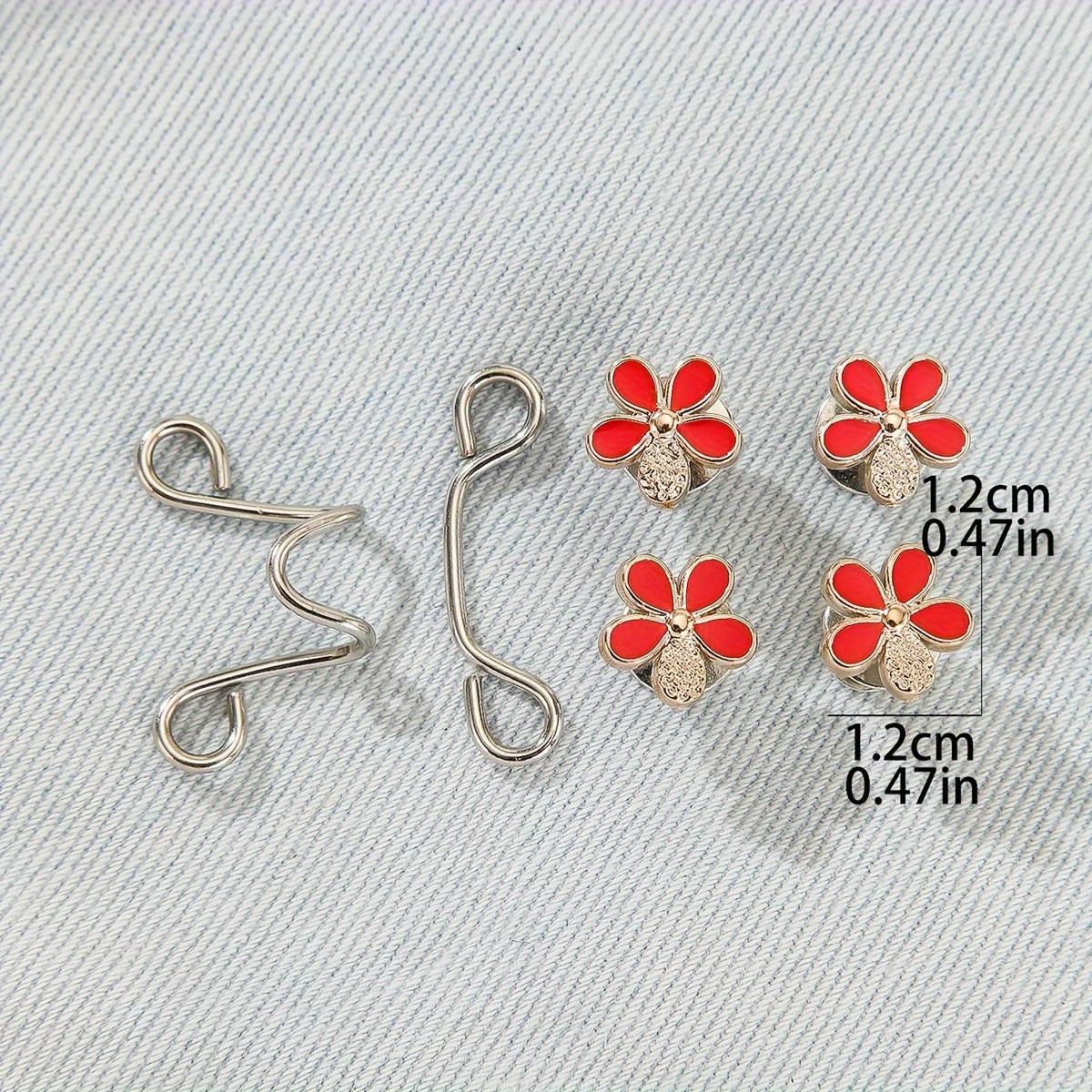 A Pair of Women'S White Floral Metal Fashion Decorative Waist Buttons, Adjustable And Removable, Perfect for Summer to Prevent Wardrobe Malfunctions, Suitable for Casual Wear And Gift Giving. - Buy online at  Vibe In Cart.