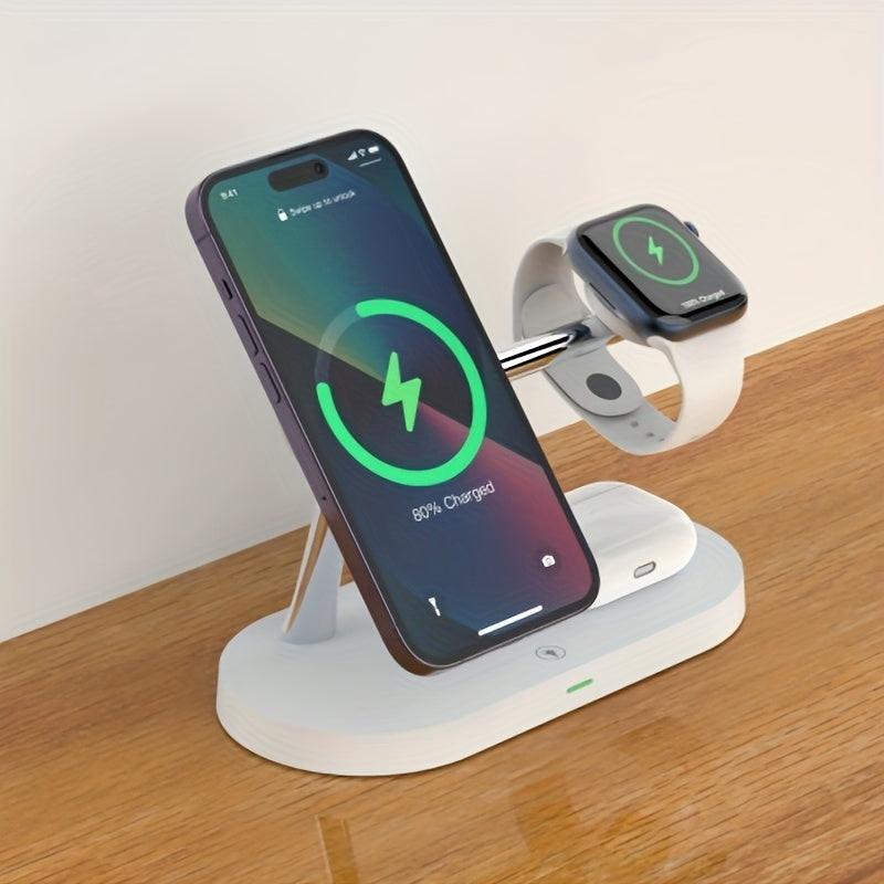 Magnetic 5in 1 Wireless Charger Stand 3 devices at the same time, 15W Qi Fast Charging Dock Station Holder 3 adjustable Light Compatible with iPhone17/16/15/14/13/12 Pro Max Mini, iWatch SE/6/5/4/3/2, AirPods 3/2/Pro iPhone 1 - Buy online at  Vibe In Cart.