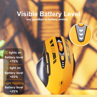 UINEER Yellow Ergonomic Wireless Mouse with 3 Connectivity Modes (BT 4.0/5.0 + USB-A), Rechargeable 18650 Battery, USB-C Charging, Right-Handed Design for Office & Gaming, Office Mouse, Sleek Mouse, Durable Plastic - Buy online at  Vibe In Cart.