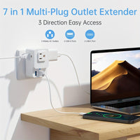 Portable Multifunction 7-in-1 Multi-Plug Outlet Extender with 3 Wide AC Outlets, 2 USB-A Ports and 2 USB-C Ports, Compact Power Strip Outlet Extender for Travel Home Office Dorm Essentials - Buy online at  Vibe In Cart.
