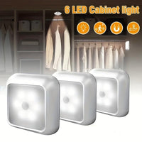 6-LED Motion Sensor Stair Wall Light, Battery-Powered Wireless Night Light for Under Cabinet/Corridor Wardrobe Kitchen - Christmas Indoor Use, ≤36V Battery Not Included, Simple Lighting, Minimalist Design, Durable Structure - Buy online at  Vibe In Cart.