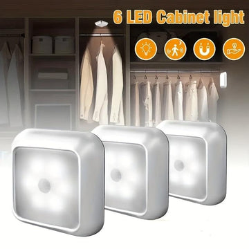 6-LED Motion Sensor Stair Wall Light, Battery-Powered Wireless Night Light for Under Cabinet/Corridor Wardrobe Kitchen - Christmas Indoor Use, ≤36V Battery Not Included, Simple Lighting, Minimalist Design, Durable Structure - Buy online at  Vibe In Cart.