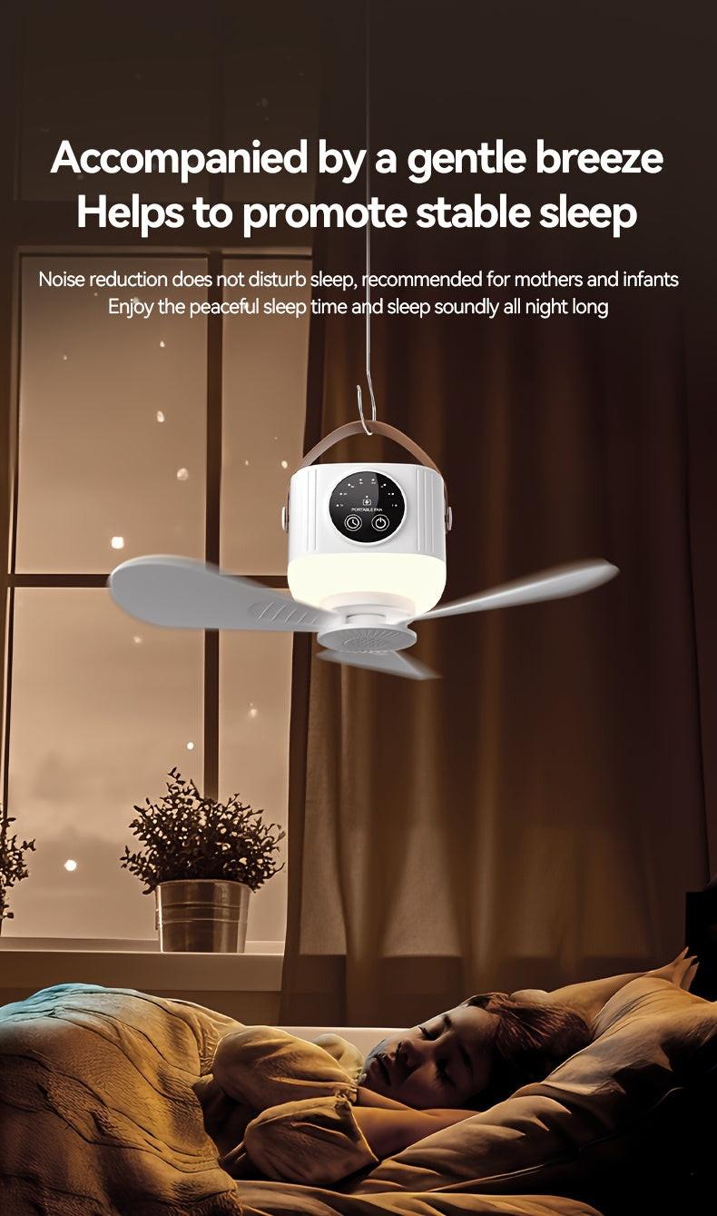 Portable Camping Fan with Light, Free Hook & Optional Tripod | Quiet USB Rechargeable Fan with Remote, Adjustable Speed & Brightness | Long Life, Outdoor Tent Fan for Bedroom, Dorm, Travel - Buy online at  Vibe In Cart.
