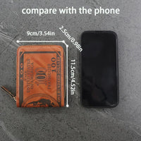 Men'S Faux Leather Zipper Wallet, Street Style, Black, Ultra Light, Retro Printed, USD Short Zipper Cross Border, with Grommets, Non-Braided Weaving, Hand Wash or Professional Dry Clean, for Friends, Husbands, Commuting, Busi - Buy online at  Vibe In Cart.