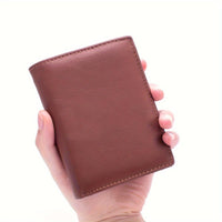 [Genuine Leather Card Holder] Genuine Leather Vintage Thin Vertical Short ID Credit Card Holder Wallet | 1pc for Men & Women, Solid Color, Lining, Non-Braided - Ideal for Thanksgiving, Father's Day, Christmas, Valentine's Day - Buy online at  Vibe In Cart.
