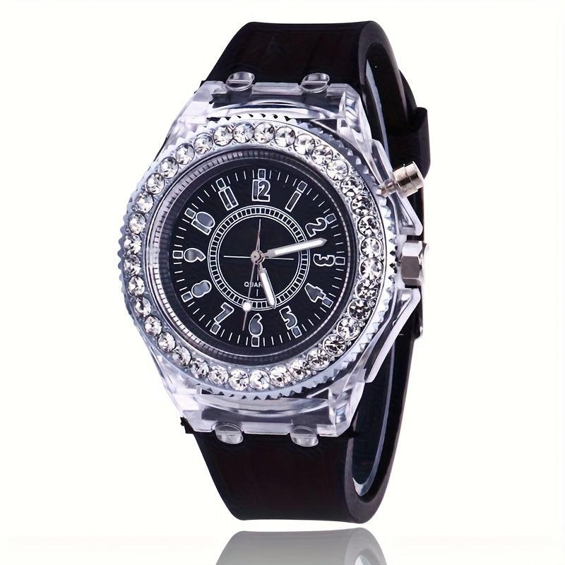 Bright Rhinestone LED Fashion Trendy Unisex Student Couple Jelly Quartz Watch - Buy online at  Vibe In Cart.