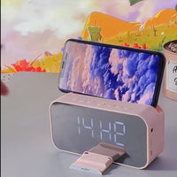 Portable Mini Wireless/FM Radio Speaker with Wireless Microphone, -Mode Mirror/Alarm Clock, Stereo Sound, & Loudspeaker Suitable for, Travel, Parties, Gifts - Buy online at  Vibe In Cart.