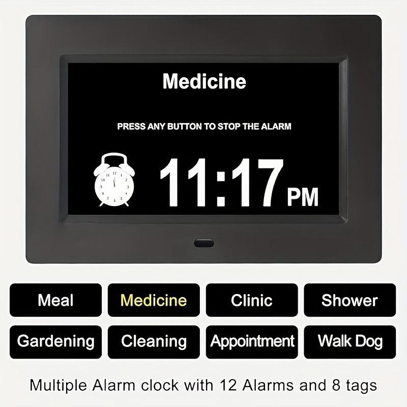 7 Inch Clock With Day And Date For Elderly Large Display Digital Clock 12 Alarms 3 Medicine Reminders Large Font Dementia Clocks Alarm Clock For Seniors Day Clock Black - Buy online at  Vibe In Cart.