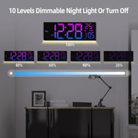 16.2'' Large Digital Wall Clock with Remote Control | Big LED, Dual Alarm, 8 RGB Colors, Auto Brightness, Date, Auto DST, Temperature, Night Light, Gym Clock for Living Room, Bedroom, Office Wall Decor - Maxstar - Buy online at  Vibe In Cart.