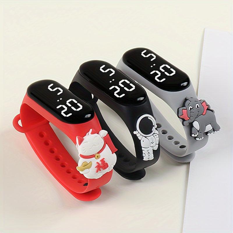 [3pcs Cute Digital Watches] 3pcs Cute Digital Watches - Astronaut, Elephant & Bear | Colorful TPU Bands, Easy-to-Read Display, Non-Waterproof | Perfect Back-to-School Gift for Boys & Girls - Buy online at  Vibe In Cart.