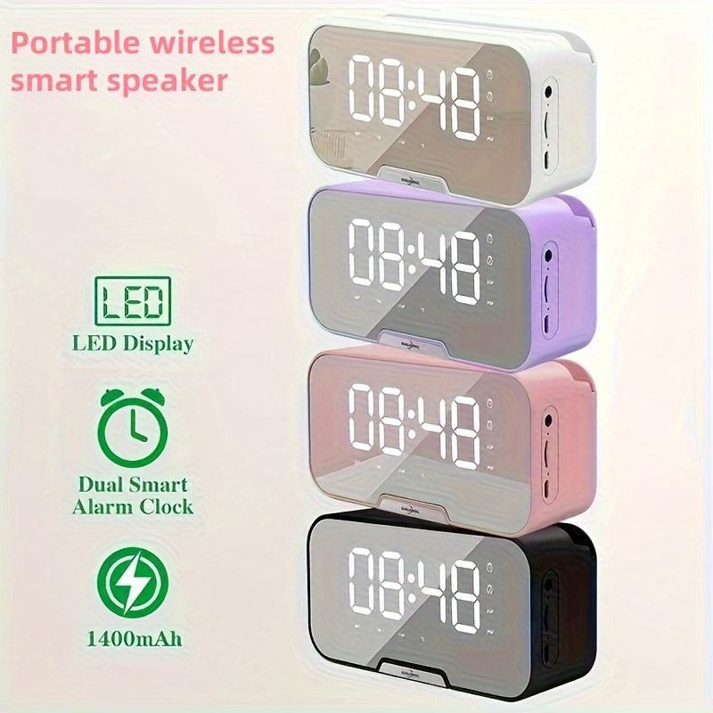 Portable Mini Wireless/FM Radio Speaker with Wireless Microphone, -Mode Mirror/Alarm Clock, Stereo Sound, & Loudspeaker Suitable for, Travel, Parties, Gifts - Buy online at  Vibe In Cart.