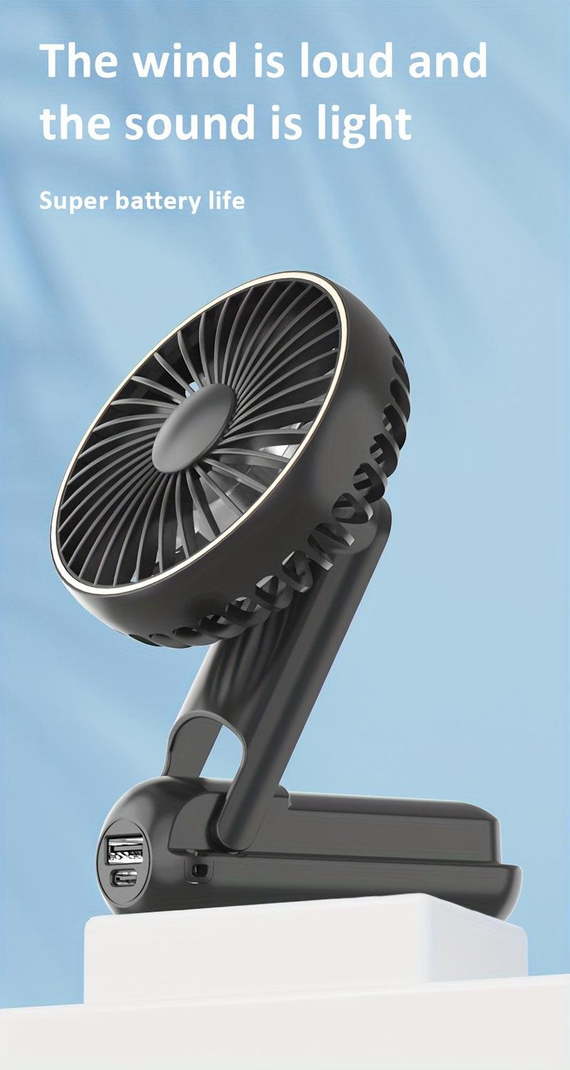 NEW USB charging foldable handheld small fan, can hang neck and desktop, can be handheld, detachable and clean, digital display, five speed adjustment, with power bank function, 4000mAh outdoor small fan - Buy online at  Vibe In Cart.