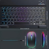 Set of 2 Ultra-Slim Wireless Backlit RGB Keyboard And Mouse, Featuring Dual Mode Connection with BT3.0 And 2.4G, Compatible with Multiple Systems, Ideal for Smartphones, Tablets, And Laptops, a Stylish Gift Option. - Buy online at  Vibe In Cart.