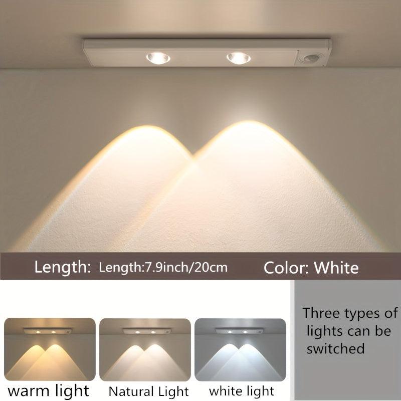 3 Color Dimmable Easy to Install USB Rechargeable Motion Sensor LED Strip Light - Wireless Plastic Lamp with Sunset Pattern for Kitchen, Wardrobe, Cabinet, Bedroom - Ceiling Mount, Lithium Battery Powered - Buy online at  Vibe In Cart.