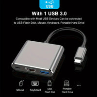 [3-in-1 USB C Hub] 3-in-1 USB C Hub | Thunderbolt 3 to HDTV 4K Output, USB 3.0 Port & 60W PD Charging, Compact Metal USB-C Adapter for MacBook Pro/Air, Galaxy S8/S9, Laptops - Buy online at  Vibe In Cart.