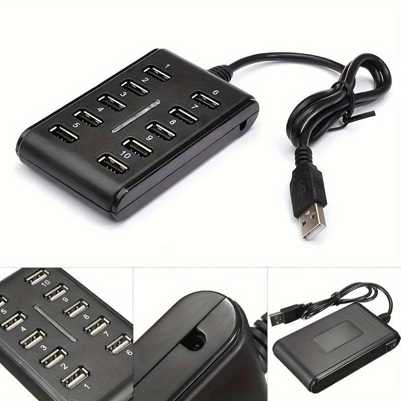 1pc Portable General Purpose Work Home With Switch ABS Plastic Double Row Ten Port USB HUB - Buy online at  Vibe In Cart.