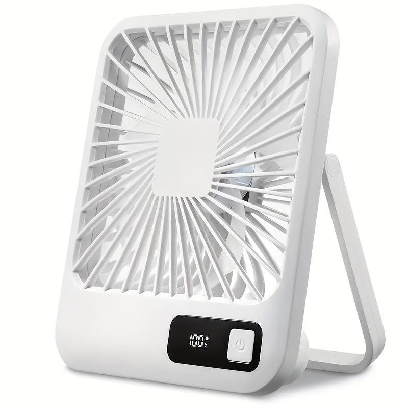 Portable USB Desktop Fan with Battery - Ultra-Quiet 5-Speed Adjustable & 180° Foldable Design, Digital Power Display, Polished Acrylic Finish, Compact for Home, Office, Travel, Air Conditioning, Portable Fan, Home Cooling, M - Buy online at  Vibe In Cart.