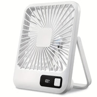 Portable USB Desktop Fan with Battery - Ultra-Quiet 5-Speed Adjustable & 180° Foldable Design, Digital Power Display, Polished Acrylic Finish, Compact for Home, Office, Travel, Air Conditioning, Portable Fan, Home Cooling, M - Buy online at  Vibe In Cart.