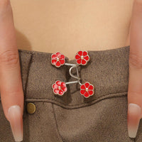 A Pair of Women'S White Floral Metal Fashion Decorative Waist Buttons, Adjustable And Removable, Perfect for Summer to Prevent Wardrobe Malfunctions, Suitable for Casual Wear And Gift Giving. - Buy online at  Vibe In Cart.