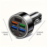 1pc - 6-Port Super Speed Car Charger - 66W Dual PD Ports, LED Voltage Monitor, 4 USB And 2 Type-C Multi-Port Adapter for Fast Charging on The Go - Universal Car - Buy online at  Vibe In Cart.