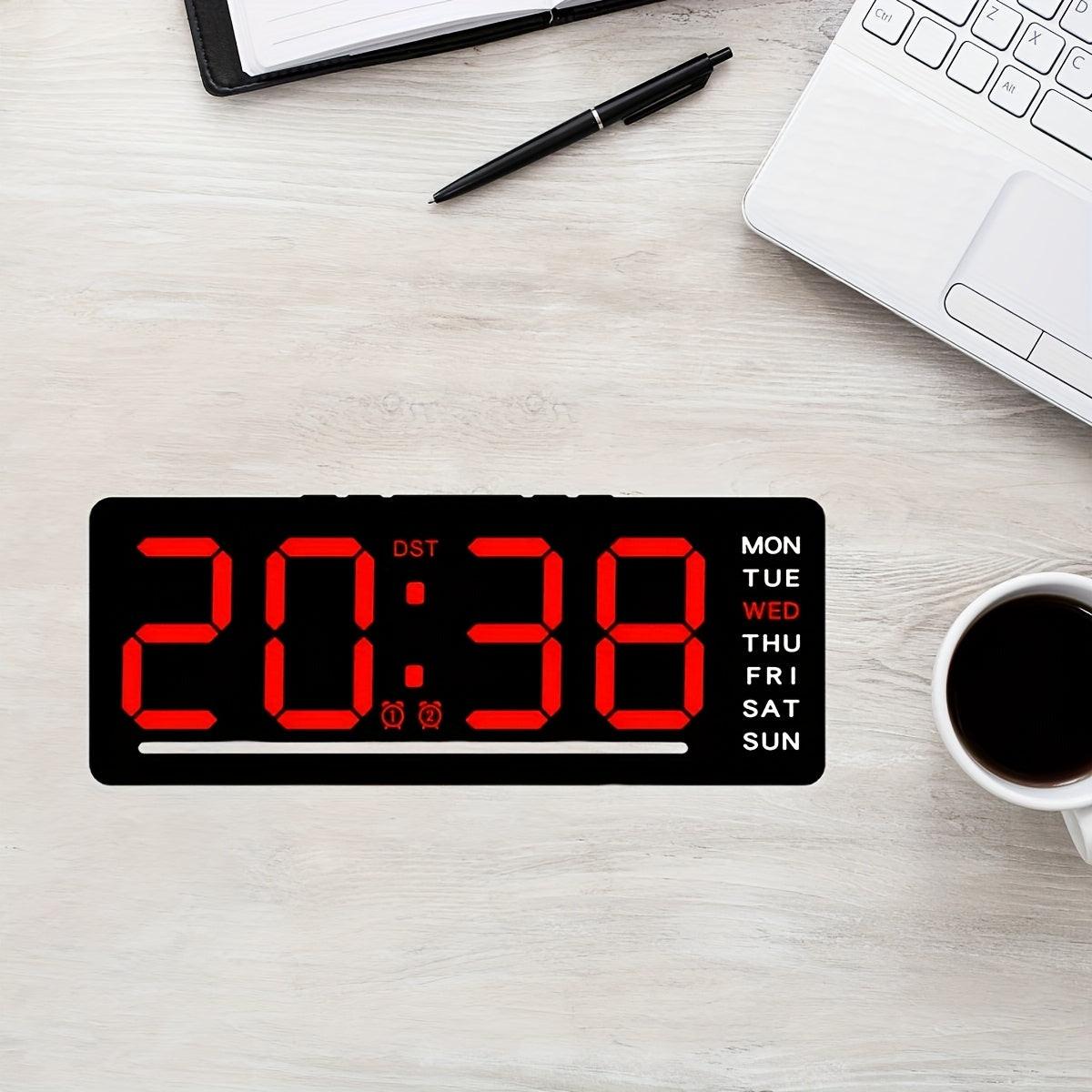 [Dual Alarm Clock] 1PCS Fashionable Large Digital Dual Alarm Clock with Mirror, Weekday Display, Snooze Function, Minimalist Design, USB-Powered Desk Clock for Living Room, Bedroom, Study, Office, Home Decor Art Piece - Buy online at  Vibe In Cart.