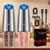 USB Rechargeable Salt and Pepper Grinder Set with Adjustable Coarseness, LED Light Indicator, One-Hand Operation, Stainless Steel Body, Includes 2 Charging Cables - Ideal for Efficient Spice Grinding, Spice Grinder, XWXO - Buy online at  Vibe In Cart.