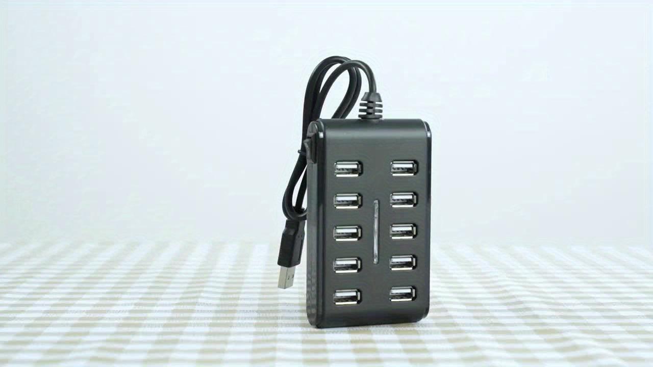 1pc Portable General Purpose Work Home With Switch ABS Plastic Double Row Ten Port USB HUB - Buy online at  Vibe In Cart.