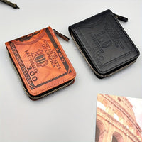Men'S Faux Leather Zipper Wallet, Street Style, Black, Ultra Light, Retro Printed, USD Short Zipper Cross Border, with Grommets, Non-Braided Weaving, Hand Wash or Professional Dry Clean, for Friends, Husbands, Commuting, Busi - Buy online at  Vibe In Cart.